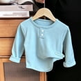 thumbnail image 4 of hotojiny Little Girls Long Sleeve Shirts Comfy Soft Crewneck Plain Kids Tops Boys Fitted Casual Undershirts(Sky Blue,1-2 Years), 4 of 6
