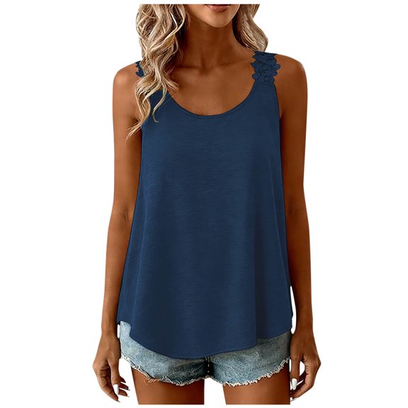 CheerKidz Women's V-Neck Side Split Tank Tops Solid Color Pocket Loose T-Shirt Summer Casual Breathable Comfortable Streetwear(Red,M)