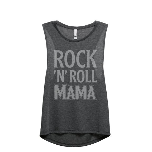 Rock And Roll Mama Women's Fashion Sleeveless Muscle Workout Yoga Tank Top Charcoal Grey X-Large