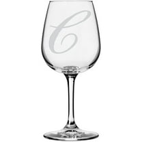 Bix Script Etched Monogram All Purpose 12.75oz Libbey Wine Glass Letter C