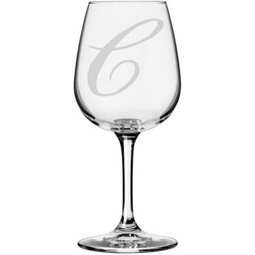 Bix Script Etched Monogram All Purpose 12.75oz Libbey Wine Glass Letter C
