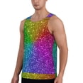 thumbnail image 2 of Pofeuu Colorful Glitter Print Men's Workout Tank Tops Sleeveless Muscle Gym Shirt Quick Dry-4X-Large, 2 of 7