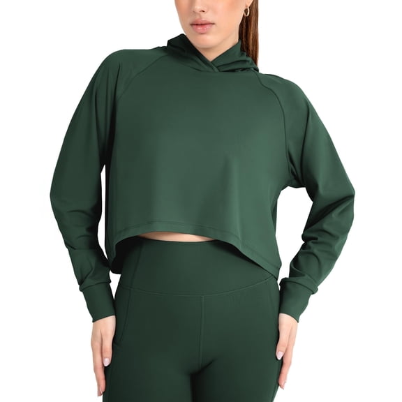 YITTY Active Women's and Women's Plus UltraLuxe Cropped Hoodie – Soft Long Sleeve Sweatshirt, Lightweight (Activewear & Loungewear), Size XS-4X