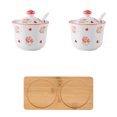 thumbnail image 1 of Hand Drawn Pattern Sugar Bowl With Lid, Ceramic Teacup Shape Sugar Pot, Coffee Accessories, Sugar Pourer, Kitchen Storage-Pink Rose-2 Set, 1 of 8