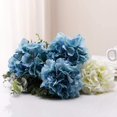 thumbnail image 2 of Peacock Blue Hydrangea Silk Flowers Heads 10 Pcs Full Morttic Hydrangea Flowers Artificial with Stems for Wedding Home Party Shop Baby Shower Decor, 2 of 11