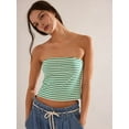 thumbnail image 3 of Women Summer Outfits Lounge 2 Piece Sets Striped Tube Top and Pants Matching Sets Beach Vacation Green  L, 3 of 6
