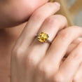 thumbnail image 5 of Gem Stone King 3.22 Cttw Yellow Citrine Double Prong Solitaire Ring for Women | 925 Sterling Silver | Cushion Cut 10MM | Gemstone Birthstone | Available in Size 5, 6, 7, 8, 9), 5 of 7