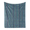 thumbnail image 1 of Folk Soft Flannel Fleece Throw Blanket, Colorful Abstract Style Pattern with Stripes and Triangles, Cozy Plush for Indoor and Outdoor Use, 70" x 90", Slate Blue Multicolor, by Ambesonne, 1 of 5