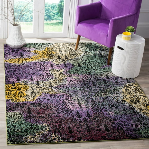 Safavieh Watercolor Fallon Abstract, Area Rugs Purple And Green