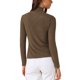 thumbnail image 3 of Camiseta de color sólido para mujer INSPIRE CHIC con cuello asimétrico y mangas largas, básica, color marrón, 3 of 6
