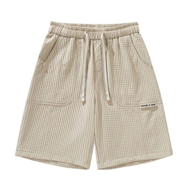 Pantalones cortos informales con cintura elástica para hombre - Poliéster, bolsillos, ropa cómoda para primavera/verano