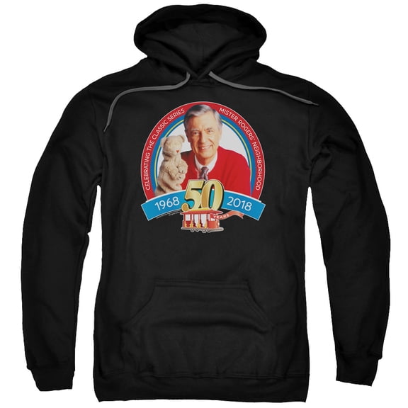 Mister Rogers 50Th Anniversary Design Adult Pullover Hoodie Sweatshirt Black