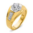 thumbnail image 6 of 14k Two Tone 1/5 carat Lab Grown Diamond VS/SI+ G+ 1 carat Center Round Semi Mount Polished and Satin Men's Ring, 6 of 8