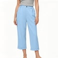 thumbnail image 2 of hoksml Women's Capri Straight Leg Button Pants with Rolled Cuffs and Pockets, Loose Fit Pants for Daily and Work Wear, 2 of 7