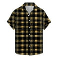 thumbnail image 2 of Njoeus Men's Casual Button-Down Shirts Plaid Printed Club Party Shirt Mens Summer Beach Short Sleeve T-Shirt Tops Lightweight Loose （Available In Big & Tall) 3X 4X 5X Summer Savings Yellow, 2 of 5
