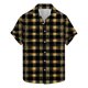 thumbnail image 1 of Camisas de Manga Corta de los Hombres Vintage Cuadrado Impreso Solapa Superior, Poliéster Ligero para Primavera Verano Casual Y Diario, 1 of 9