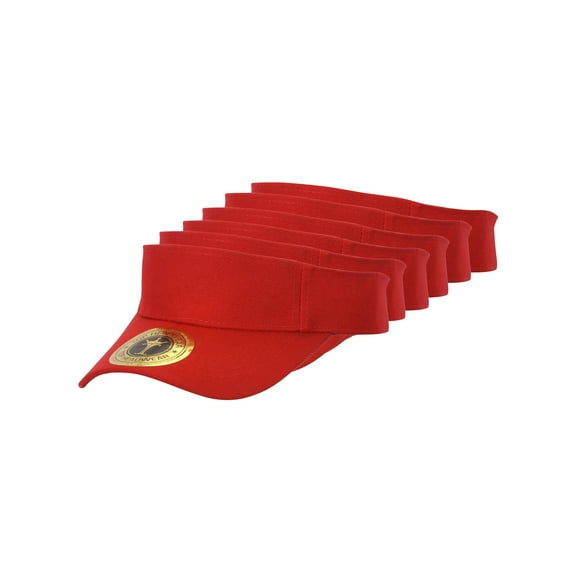 TopHeadwear 6 Pack Youth Size Sun Visor - Red