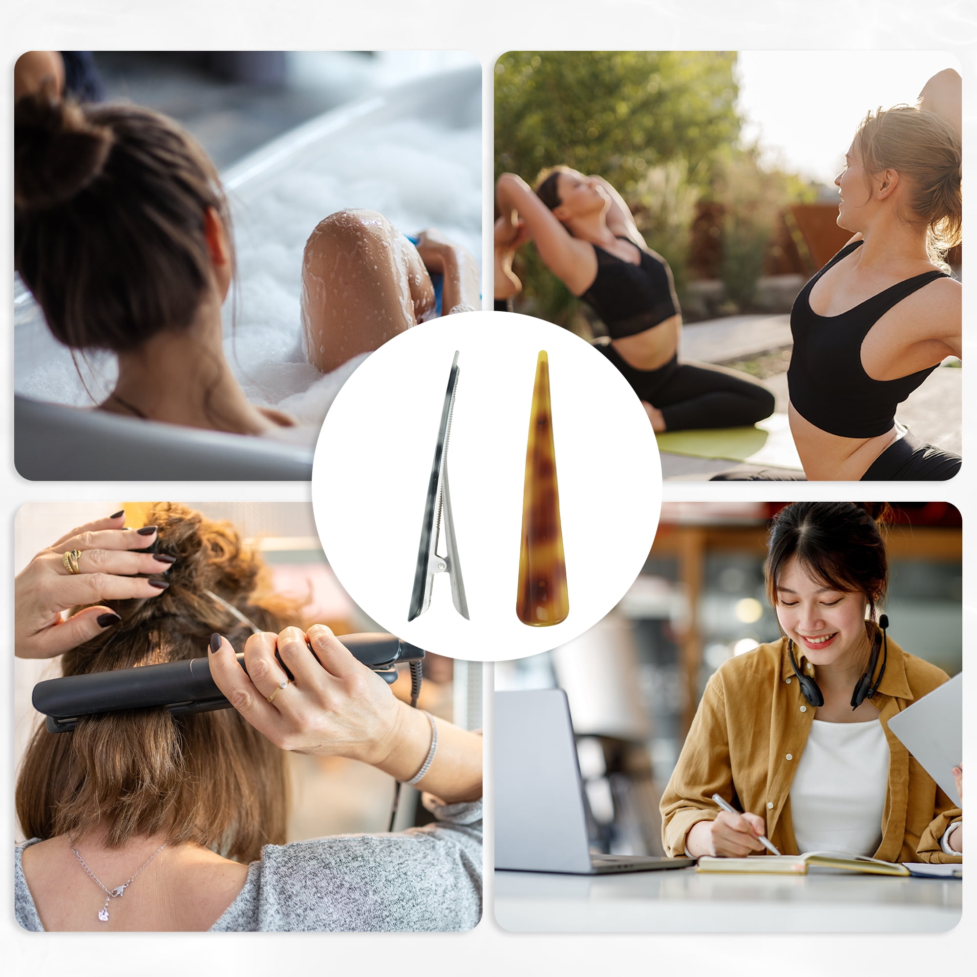 NOMADIC NOOK Women's Metal Long Duckbill Hair Clips 5.31"x0.83"x1.18" 6 Pcs Gray Yellow Red Coffee