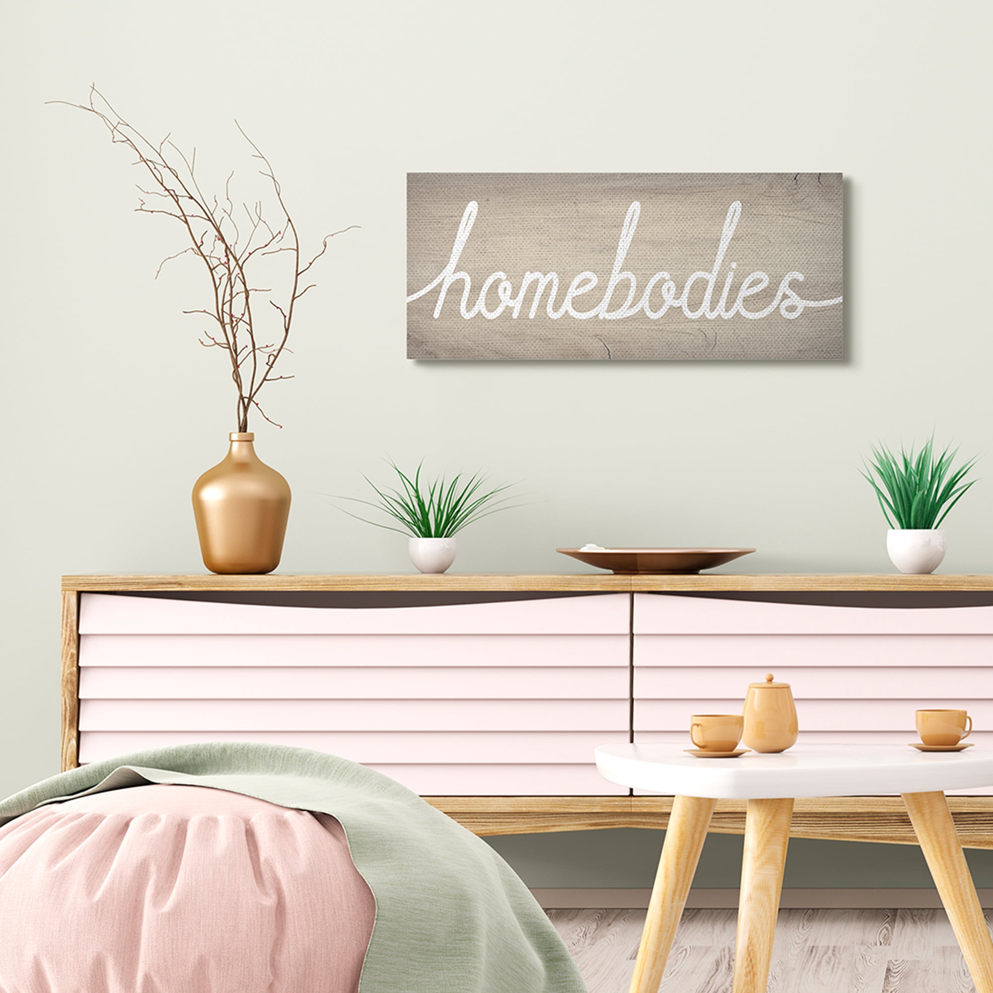 Stupell Industries Rustic Homebodies Phrase Distressed Wood Pattern Canvas Wall Art by Daphne Polselli