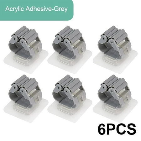 

Mop Rack Multi-purpose Hook Wall-mounted No-punch Broom Holder Clamp Bathroom Mop Clamp Wall-mounted Shelf Broom Rack Gray-6PCS