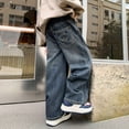 thumbnail image 6 of JUMEYU Baggy Jeans for Boys Kids Big Kid Casual Jeans Elastic Denim Pants Size 9-10 (Blue,9-10 Years), 6 of 7