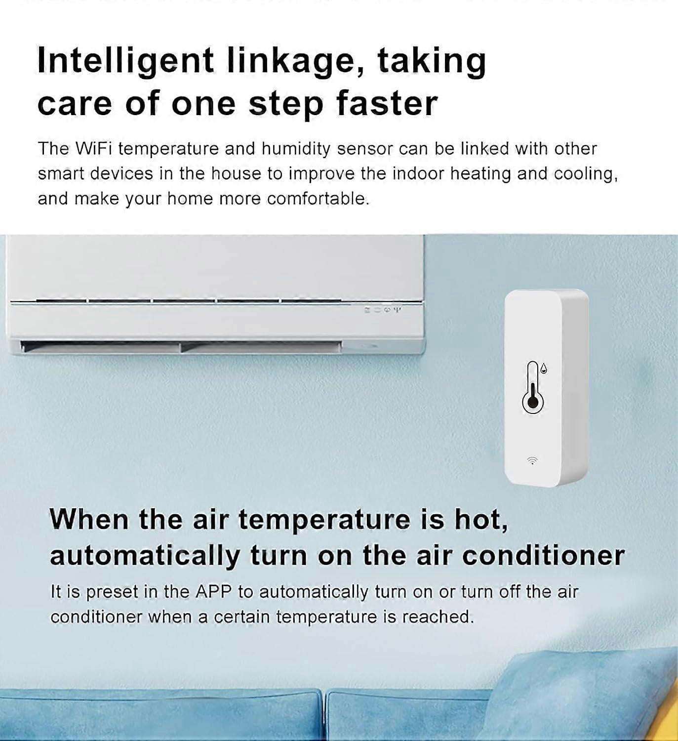 4 Pack WiFi Temperature Humidity Sensor for Indoor Pet Monitoring Greenhouse Conditions Smart App Compatible