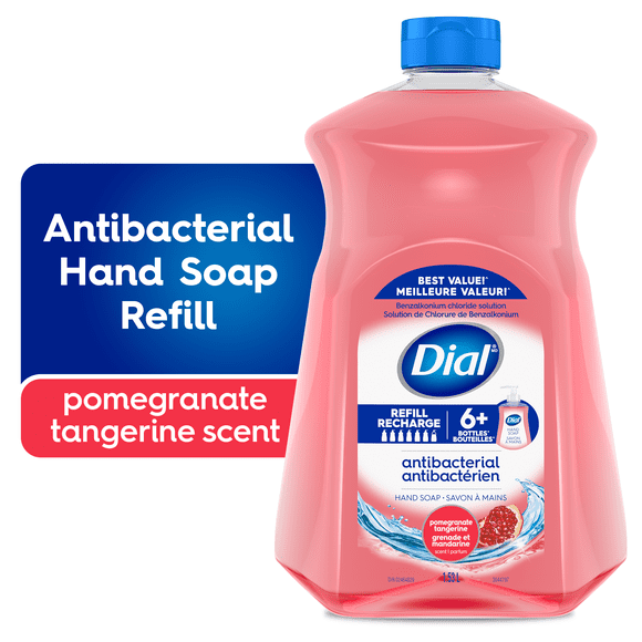 Dial Antibacterial Liquid Hand Soap, Pomegranate Tangerine Scent, 1.53 Litres, Dermatologist Tested, pH Balanced, Free from Silicones, Parabens, Phthalates, SLES/SLS