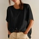 thumbnail image 2 of Camisas de Manga Corta para las Mujeres Casual Cuello Redondo Sólido, Mezcla de Algodón Moda de Verano Blusa Superior, 2 of 9