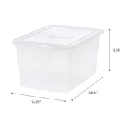IRIS 58 Qt Clear Storage Box, Plastic Stackable Bin with Lid, 6Pk