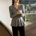 thumbnail image 3 of Breezora Women's V Neck Wool Blend Cardigan Peplum Hem Long Sleeve Slim Fit Knit For Various Occasions XL Size Grey, 3 of 8
