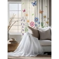 thumbnail image 4 of Sheer Curtains 72 Inches Long, Spring Floral Semi Sheer Curtains Light Filtering Window Treatment, Pink Blue Flowers Butterfly Farmhouse Privacy Voile Drapes for Living Room Bedroom 52x72 Inch, 4 of 7