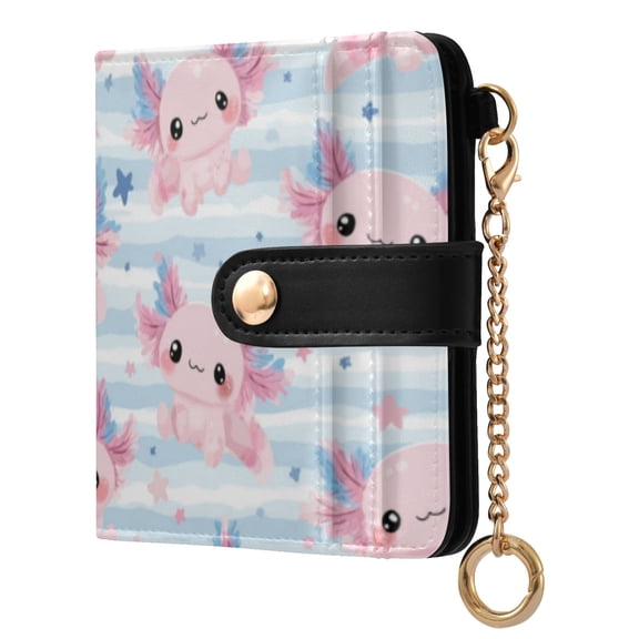 Qxltty Adorable Axolotls Ladies Wallet Rfid Slim Thin Compact Credit Card Women Wallet Zipper Coin Pocket and ID Window for Female Gifts