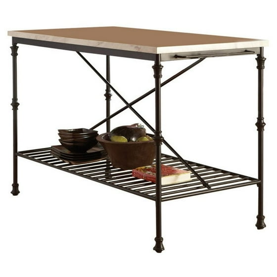 Coaster Company French Bistro Style Counter Height Island Metal And Coaster Company French Bistro Style Counter Height Island Metal And Faux Marble Com