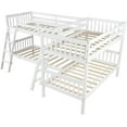 thumbnail image 3 of Harper & Bright Designs Twin Over Twin Bunk Bed, L-Shaped Solid Wood Bed Frame Twin Size Beds with Ladder, White, 3 of 8