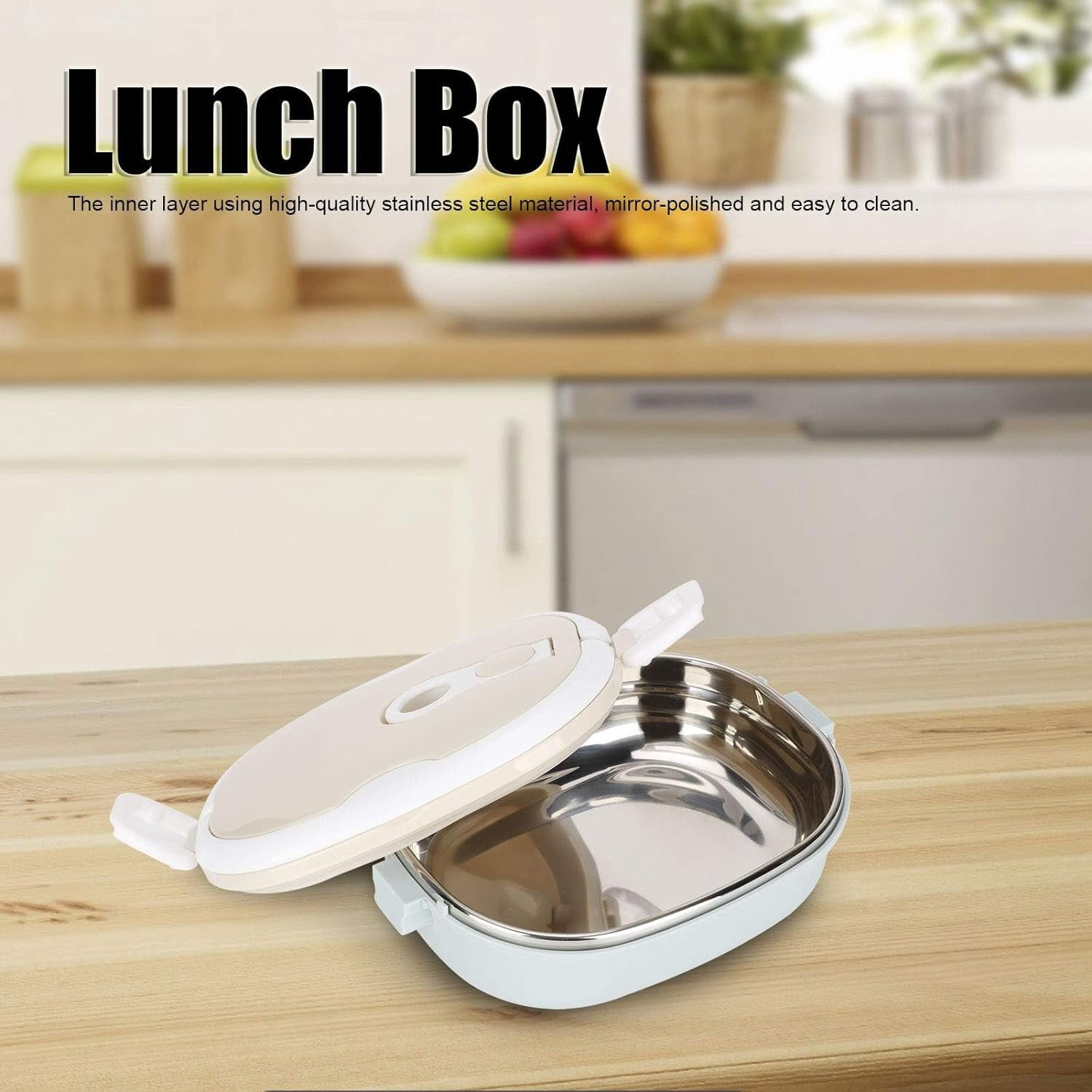 ABCISI Lunch Box 900ml 1 Layer Hot Food Lunch Containers Portable Lunchbox Stackable 304 Stainless Steel Adult Bento Lunch Box Cold Food Storage Bowl for School Office Outdoor Travel