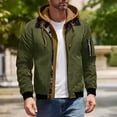 thumbnail image 4 of Men's Casual Cargo Hoodie Jackets Long Sleeve Full Zipper Warm Tactical Jacket Coats Quilted Lined Fleece Warm Outwear Coat, 4 of 7