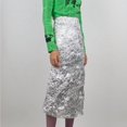 thumbnail image 4 of Women's High Waisted Maxi Long Skirts Line Skirt for Casual Silver S, 4 of 10