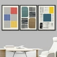 thumbnail image 2 of IDEA4WALL Framed Canvas Print Wall Art Set Mid-Century Colorful Color Block Stripes Abstract Shapes Minimalism Bohemian Decorative for Living Room, Bedroom, Office - 16"x24"x3 Black, 2 of 5