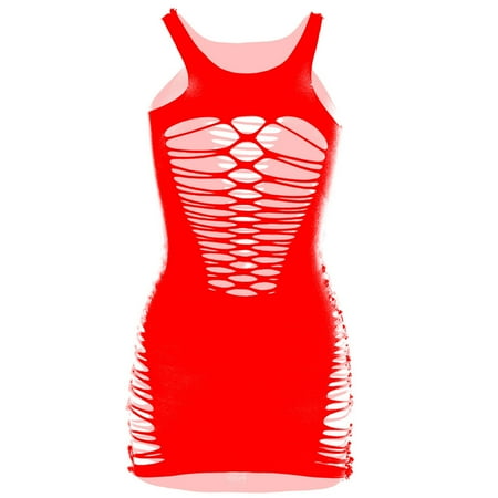KBKYBUYZ Hot Womens Lingerie Fishnet Seamless Mesh Netting Chemise Hollow Out Perspective Babydoll Dress Sleepwear Nightwear Nightdress