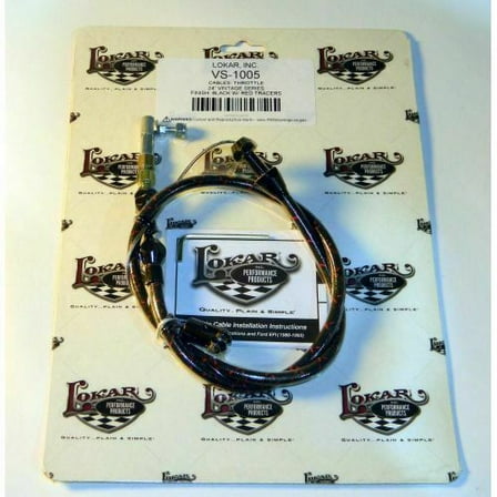 Lokar VS-1005 Vintage Series Throttle Cable - 2 ft Long - Hardware Included - Woven Cotton - Black / Red - Universal