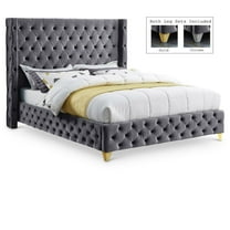 Meridian Furniture Savan Gray Velvet King Bed