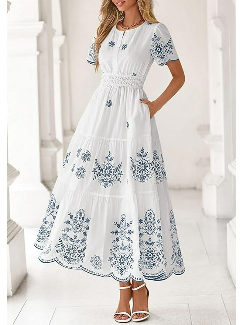blue floral cocktail dress Sassy Shortcake Camellia Dress