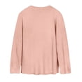 thumbnail image 5 of Women's Loose-Fitting Solid-Color Button-Up Long-Sleeved Round-Neck Pullover Knit Sweater Top for Fall Winter Button Front Style,Pink,XL, 5 of 6