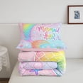 thumbnail image 5 of jejeloiu Rainbow Mermaid Tail Full Size Comforter Sets For Girls,Sparkling Print Shell Starfish Bedding Comforter Set,Pink Blue,Pink Reversible,3pcs,1 Comforter and 2 Pillowcases, 5 of 7