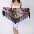 thumbnail image 6 of Ladies Belly Dance Fringe Hip Skirt Waist Belt Hip Scarf Wrap Dancewear Black, 6 of 8