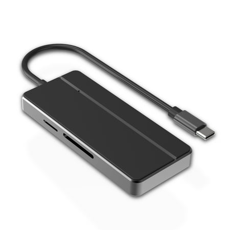 Usb 3 Card Reader Splitter USB C Hub, 3-Port USB 3.0 Ultra Slim Portable USB Data Hub, with SD/TF Card Reader Port & Extra DC Power Port, great for Laptop, USB Flash Drive, Hard Disk, Mouse etc(Black and Grey) ()