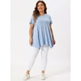 thumbnail image 3 of DARING DIVA Women's Plus Crew Neck Flowy Swing Loose Tunic Tops 1X Blue, 3 of 6