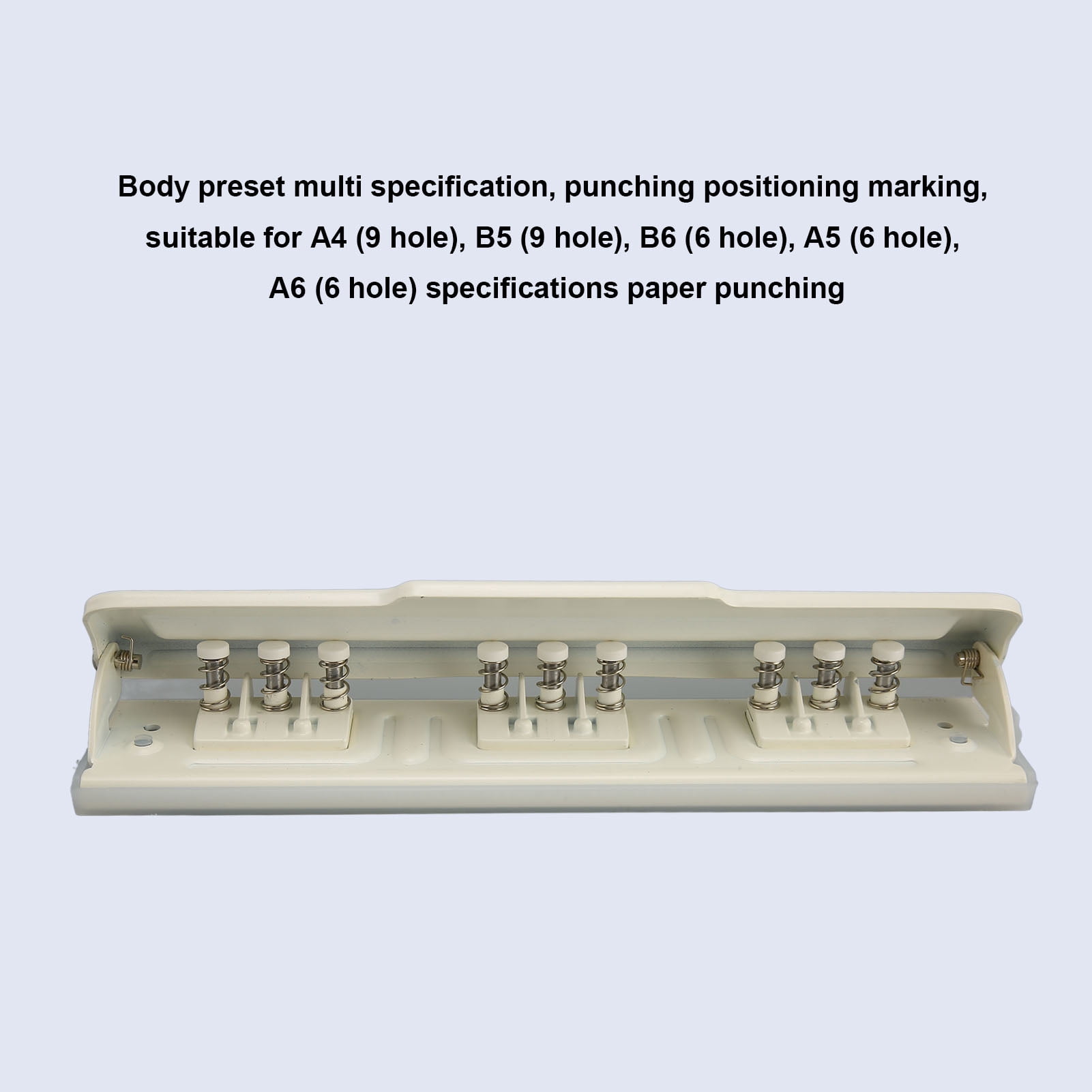 Planner Punch,9 Hole Punch White Manual 8 Sheet Capacity DIY Hole Puncher for A4 B5 B6 A5 A6 Paper