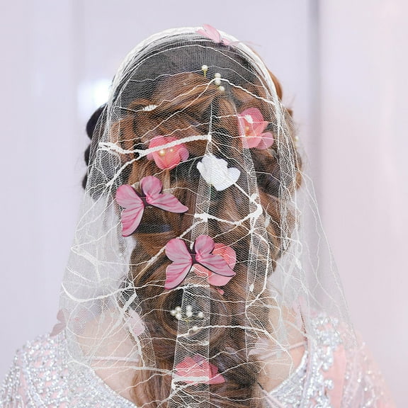 STRANDCHIC White 3D Butterfly Wedding Veil with Lightweight Tulle Headband for Bridal Shower and Bachelorette Party