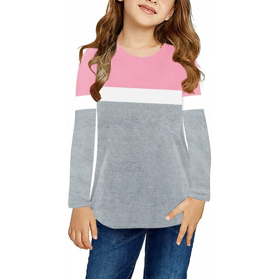 Sherrylily Girls Casual Long Sleeve Tops Kids Loose Tunic Blouses Size 4-15